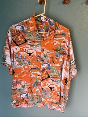 reyn spooner Orange, White & Green University of Texas Print Button-Down Shirt